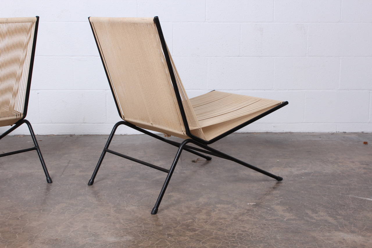 Pair of Iron and Rope Lounge Chairs by Allan Gould 5