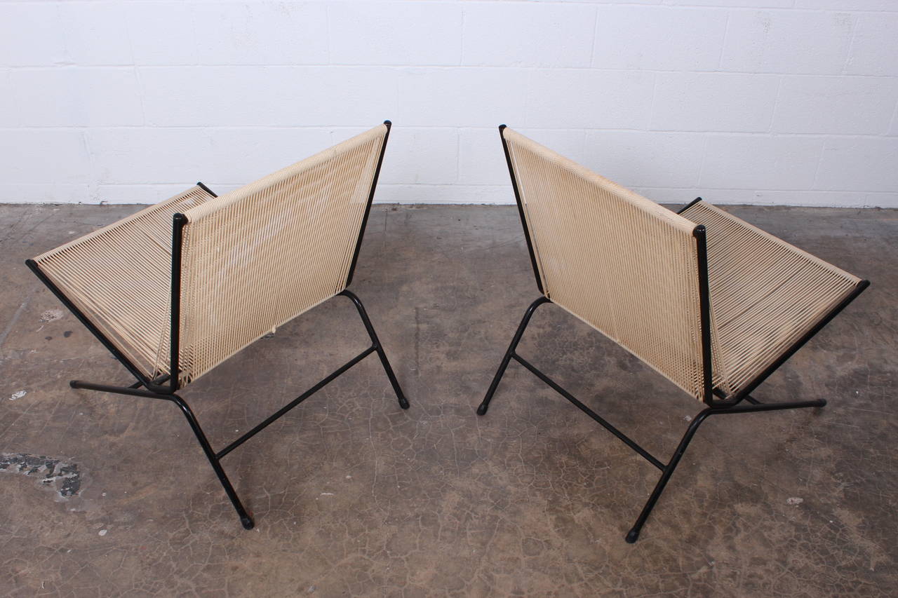Pair of Iron and Rope Lounge Chairs by Allan Gould 4