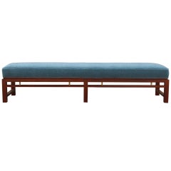 Mahogany and Mohair Bench by Edward Wormley for Dunbar