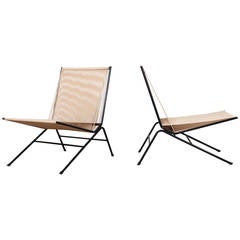 Pair of Iron and Rope Lounge Chairs by Allan Gould