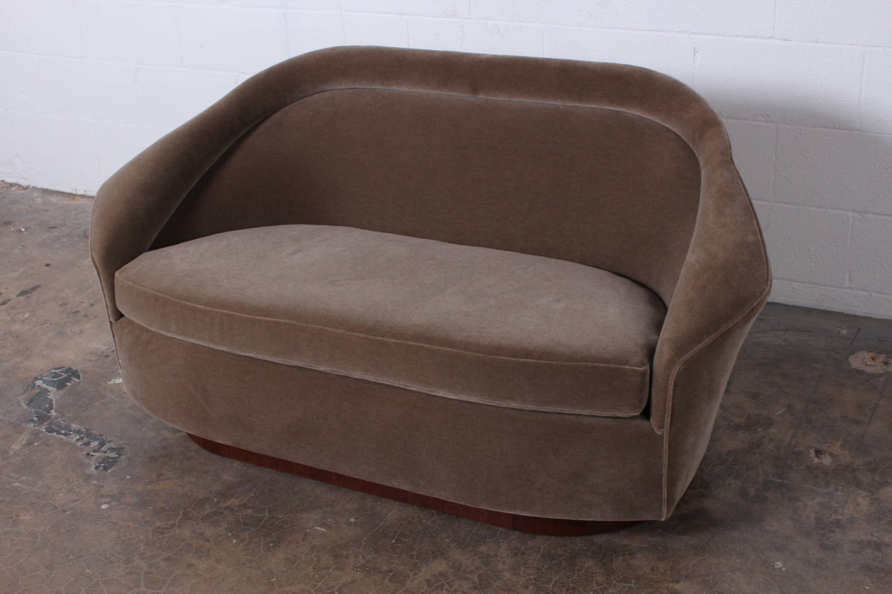 Mid-20th Century Settee by Adrian Pearsall in Mohair