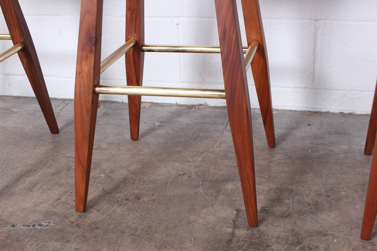 Set of Three Swiveling Barstools by Edward Wormley for Dunbar 1