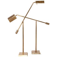 Pair of Large Brass Articulating Floor Lamps