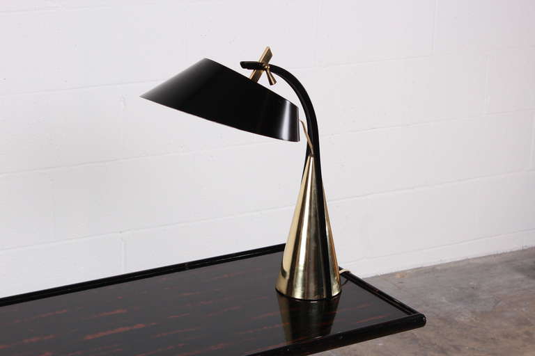 Mid-20th Century Brass and Steel Desk Lamp