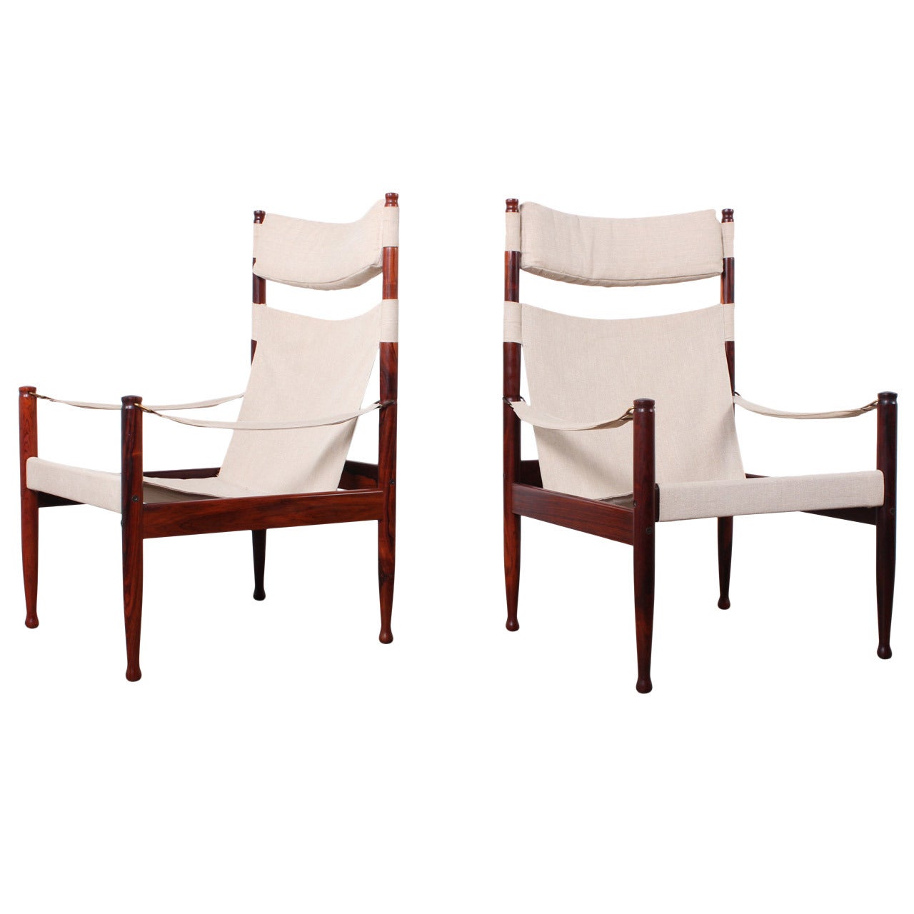 High Back Rosewood Safari Chairs by Niels Eilersen