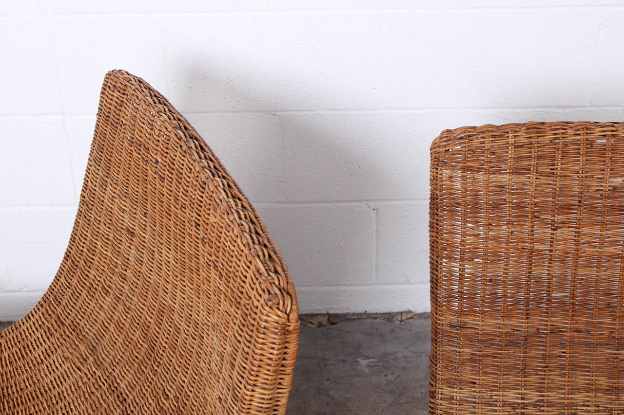 Pair of Rattan Scoop Chairs Attributed to Milo Baughman 4
