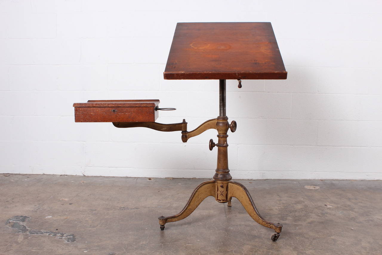 Victorian Cast Iron Artist Drafting Table In Good Condition In Dallas, TX