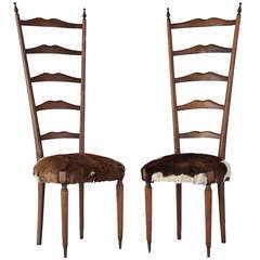 Pair of Italian High Back Ladder Chairs