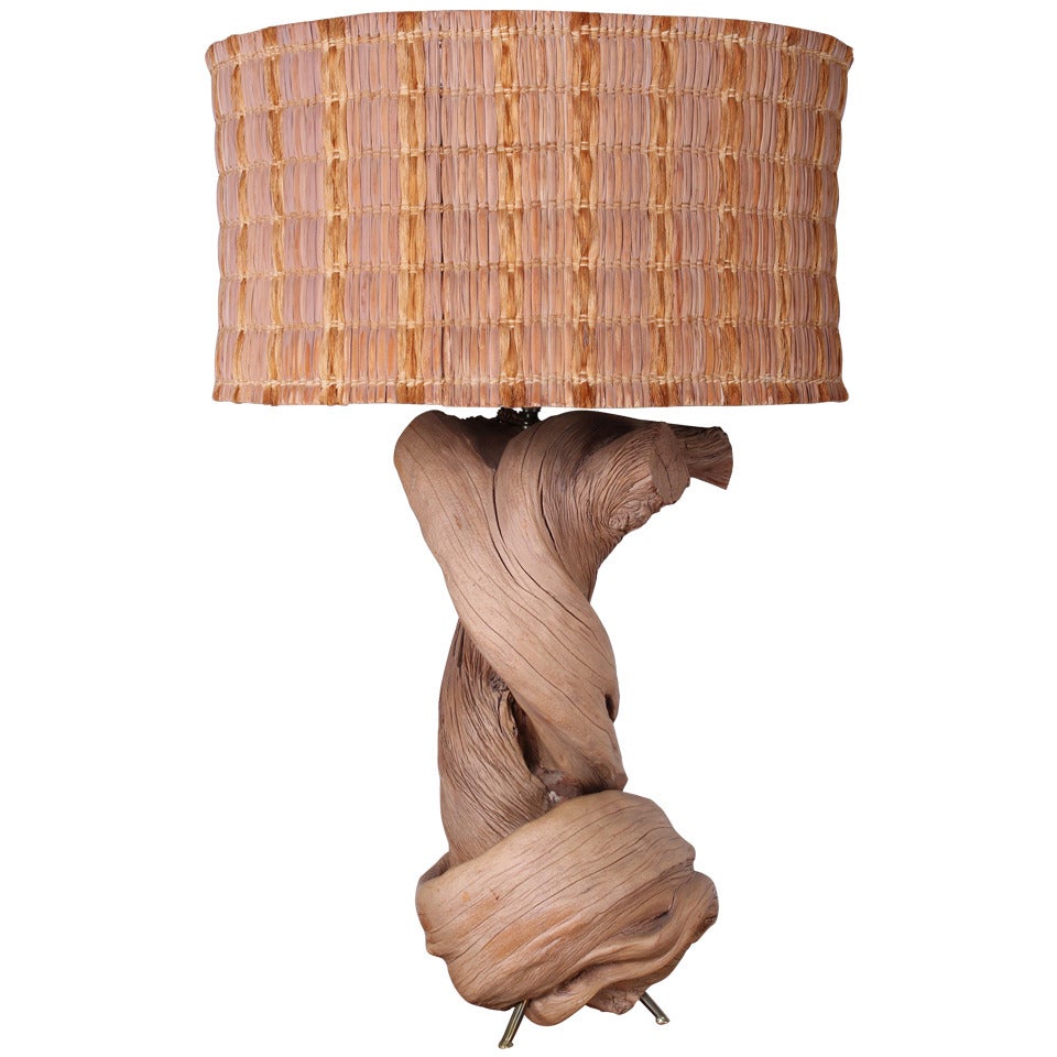 Large Twisted Wood Lamp