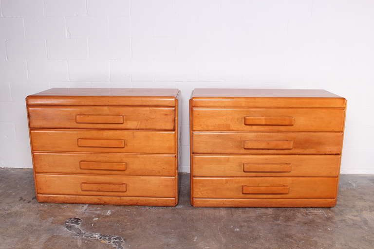 An early pair of dressers with great patina, designed by Russel Wright for Conant Ball.