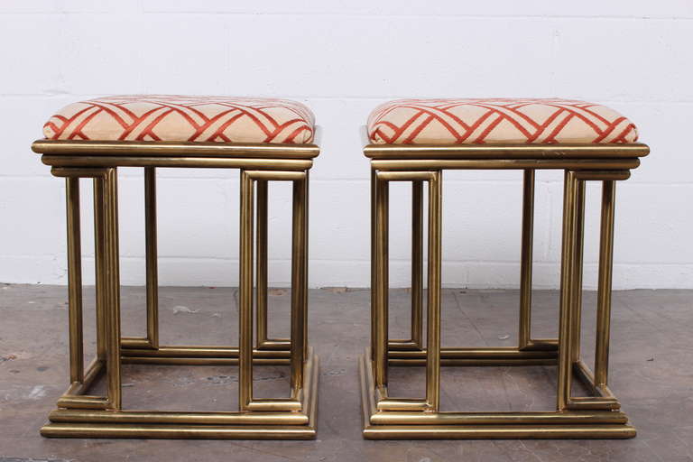 Pair of Brass Italian Stools In Good Condition In Dallas, TX