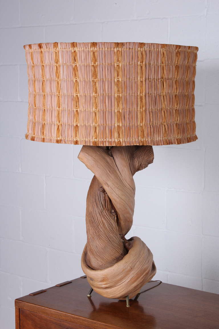 Large Twisted Wood Lamp 1