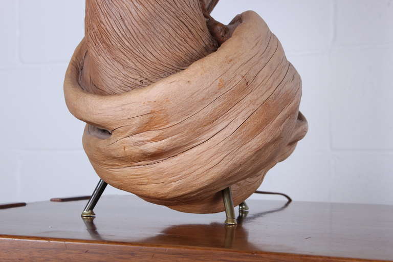 Large Twisted Wood Lamp 2
