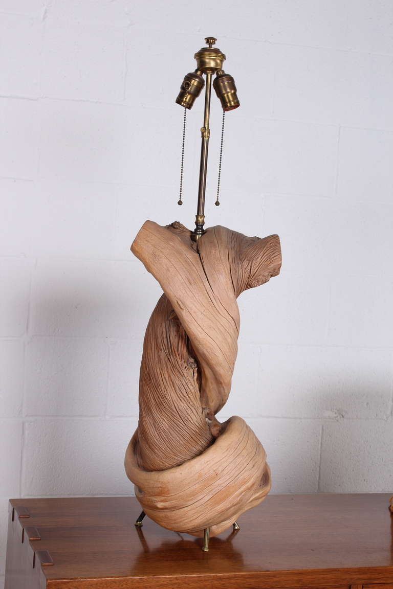 Large Twisted Wood Lamp 6