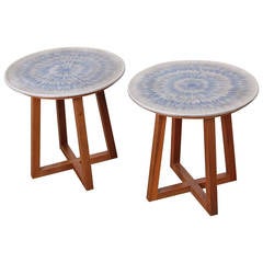 Rare Pair of Ceramic Tables by Lee Rosen for Design Technics