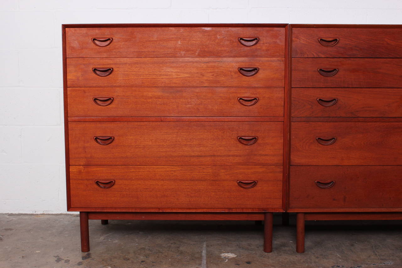 A set of three matching teak dressers designed by Peter Hvidt. Priced and sold individually.