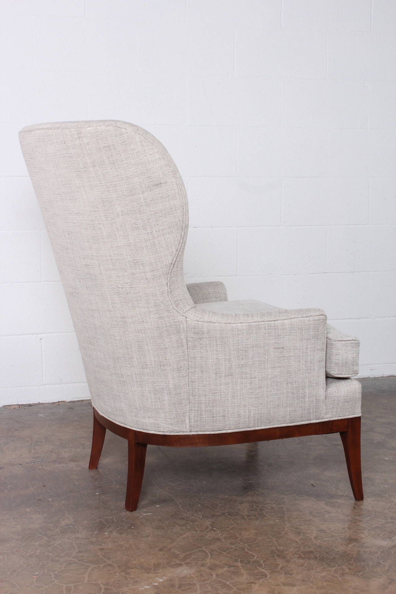 Modernist Wingback Chair with Walnut Base 2