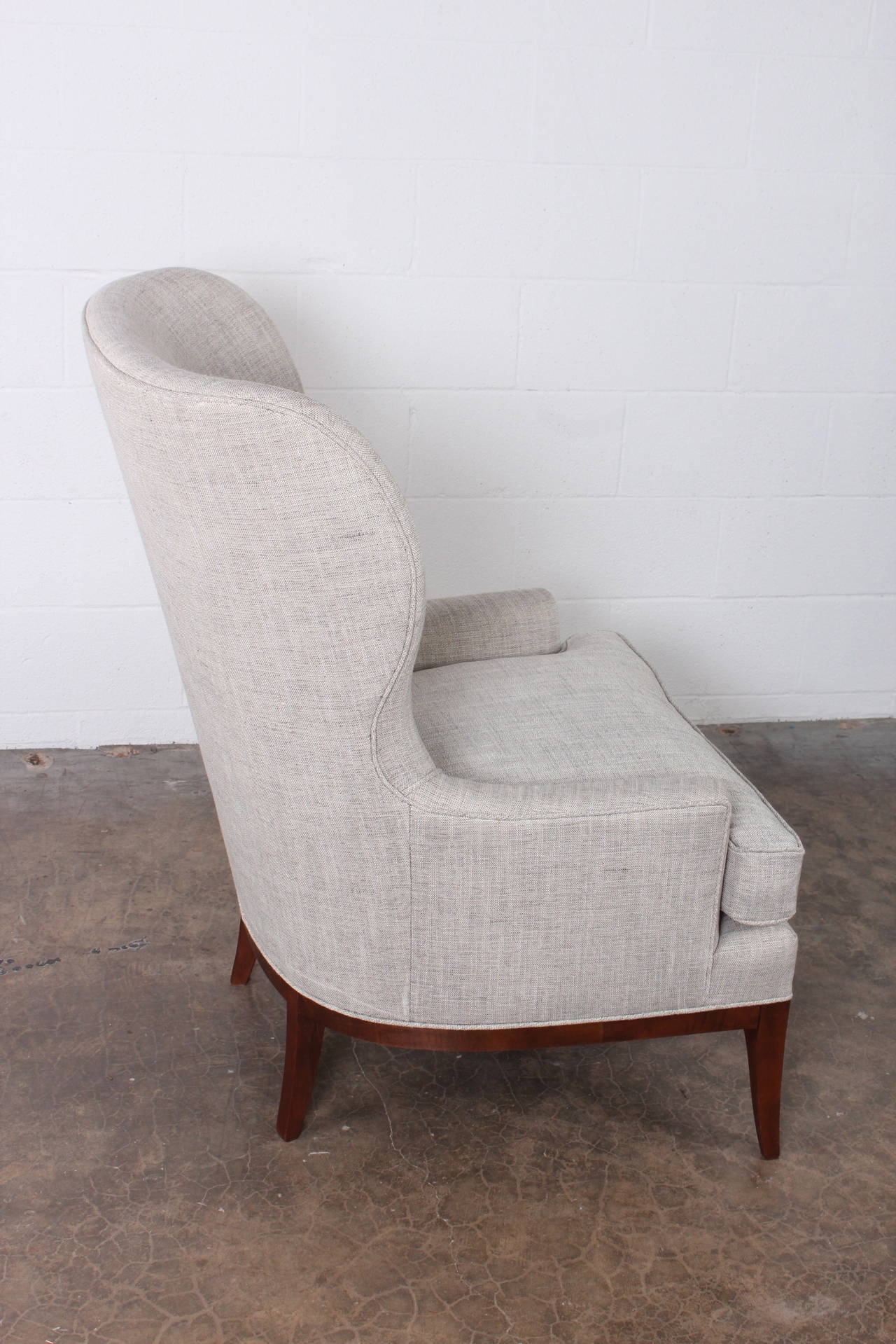 Modernist Wingback Chair with Walnut Base 6