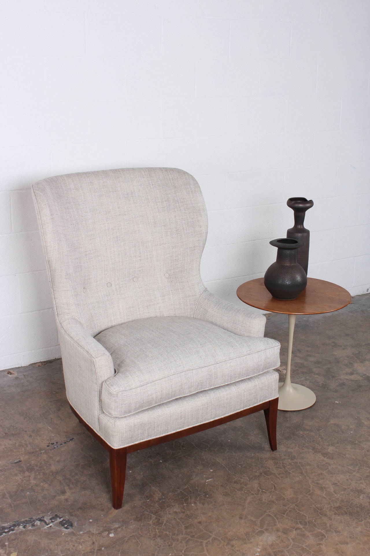 Modernist Wingback Chair with Walnut Base 4