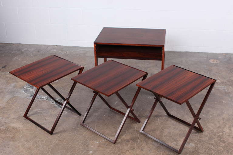 Rosewood Folding Tables by Illum Wikkelso 1