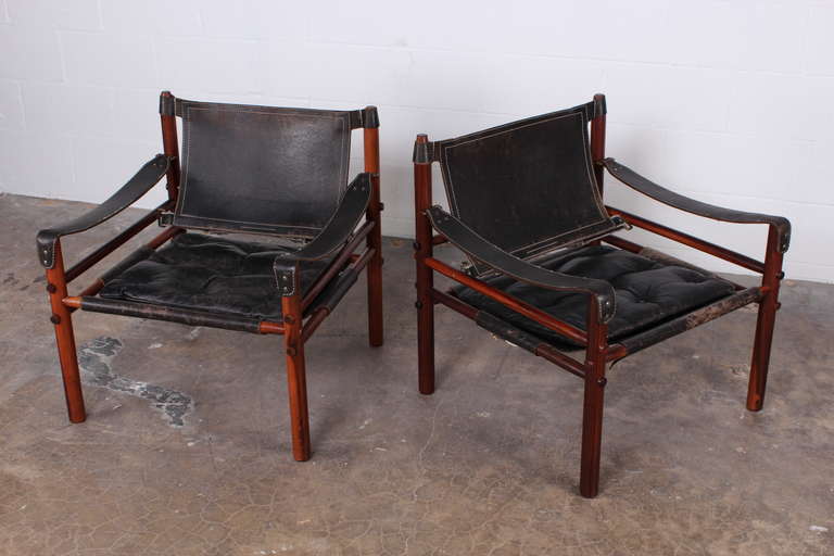 Pair of Rosewood Safari Chairs by Arne Norell In Good Condition In Dallas, TX