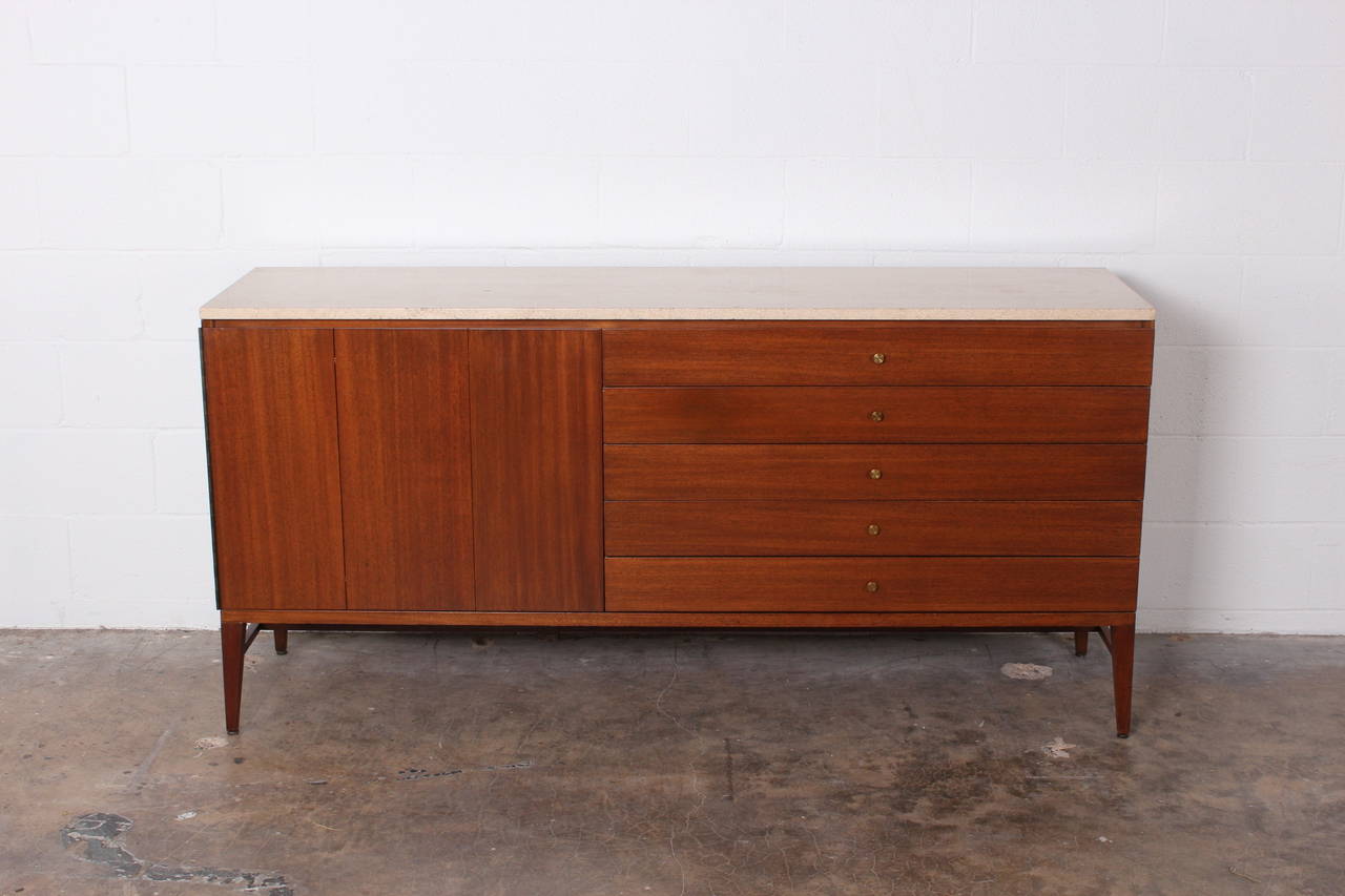 Mahogany Credenza by Paul McCobb with Travertine Top 4