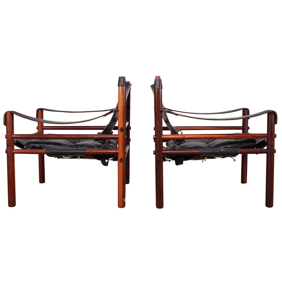 Pair of Rosewood Safari Chairs by Arne Norell