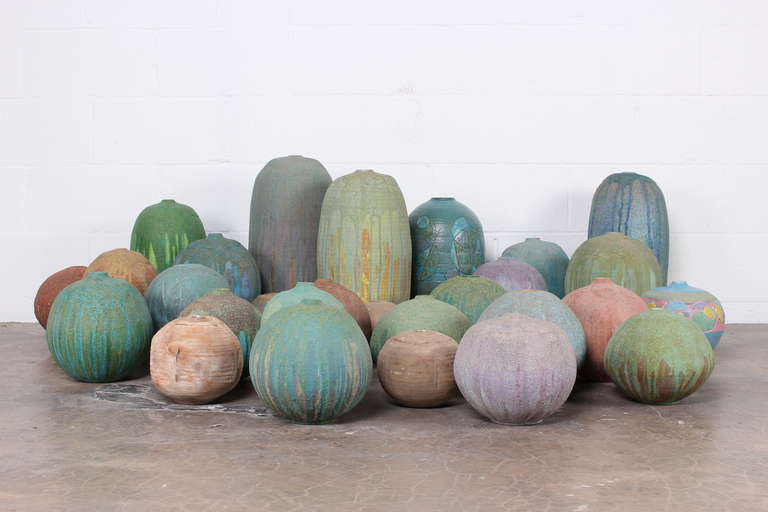 A large selection of pottery by Texas artist Richard Lincoln. Richard Lincoln was a professor of ceramics and French literature at TCU from 1957 to 1984. He was a respected artist in the field of ceramics, with his work noted by the 