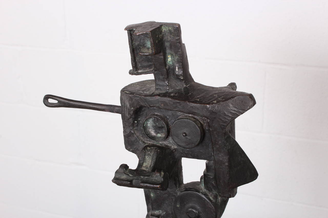 Unique abstract cast bronze sculpture by Chicago artist Abbott Pattison (1916-1999).