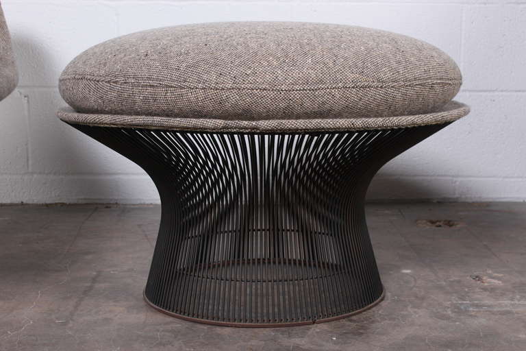 Pair of Bronze Throne Chairs and Ottoman by Warren Platner for Knoll 1