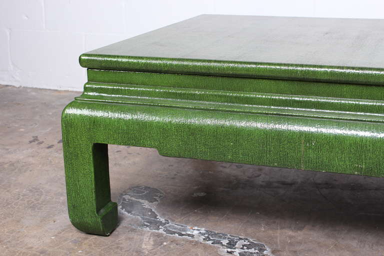 Large Linen Covered Coffee Table by Karl Springer 3