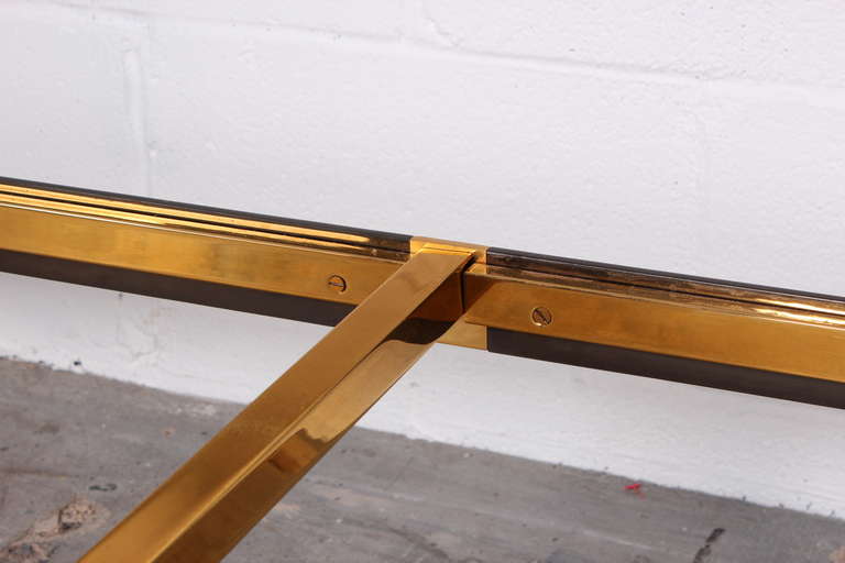 Large Gunmetal and Brass Console Table by Karl Springer In Excellent Condition In Dallas, TX