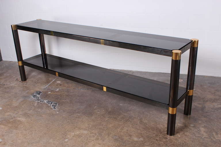 Large Gunmetal and Brass Console Table by Karl Springer 5