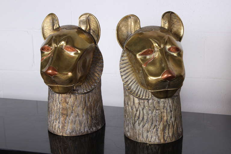 Pair of Bronze Tiger Heads by Rudolph 1