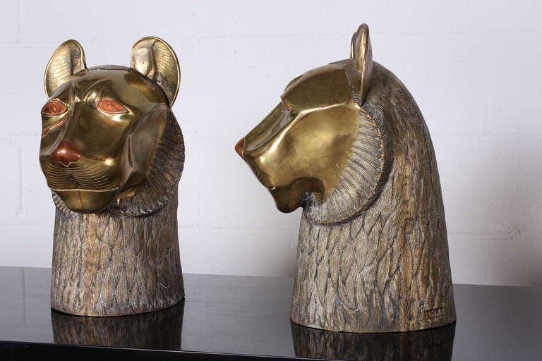 Pair of Bronze Tiger Heads by Rudolph 3