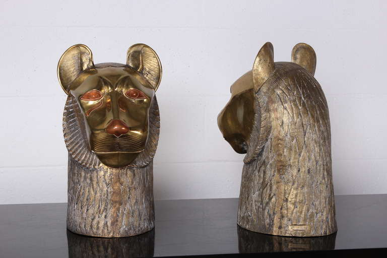 Pair of Bronze Tiger Heads by Rudolph 5