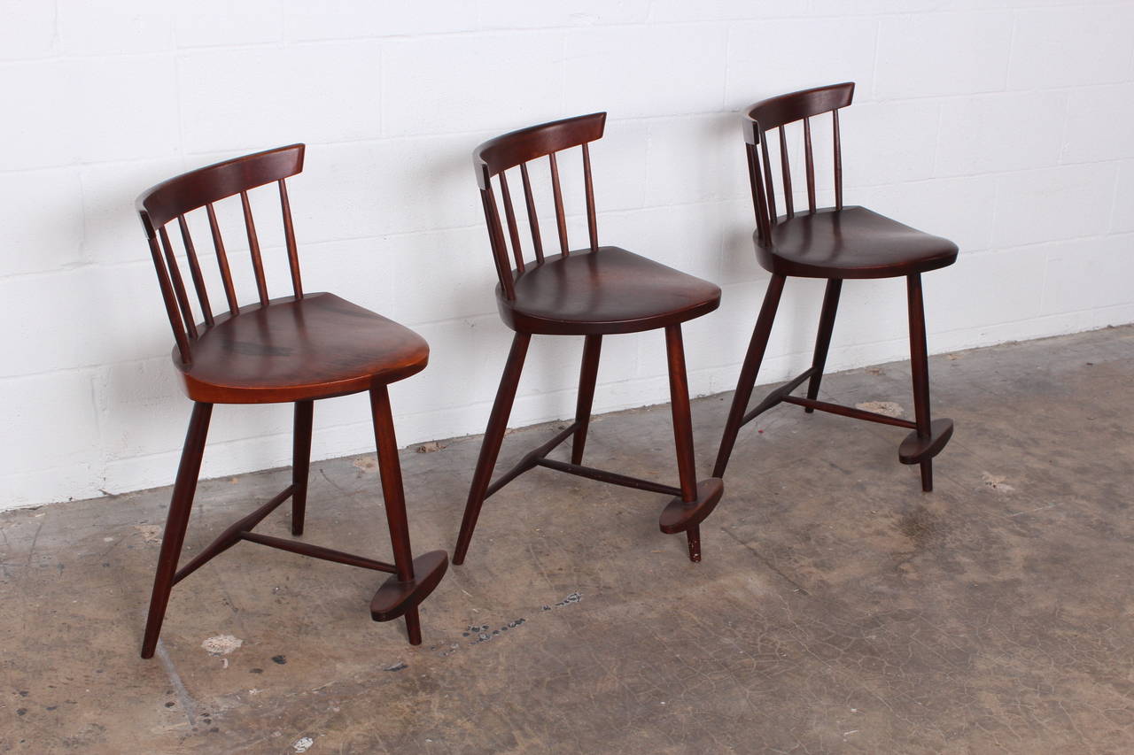 Set of Three Mira Barstools by George Nakashima In Good Condition In Dallas, TX