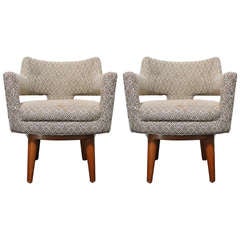 Rare Pair of Early Dunbar Swivel Chairs by Edward Wormley (4 available)