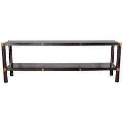 Large Gunmetal and Brass Console Table by Karl Springer