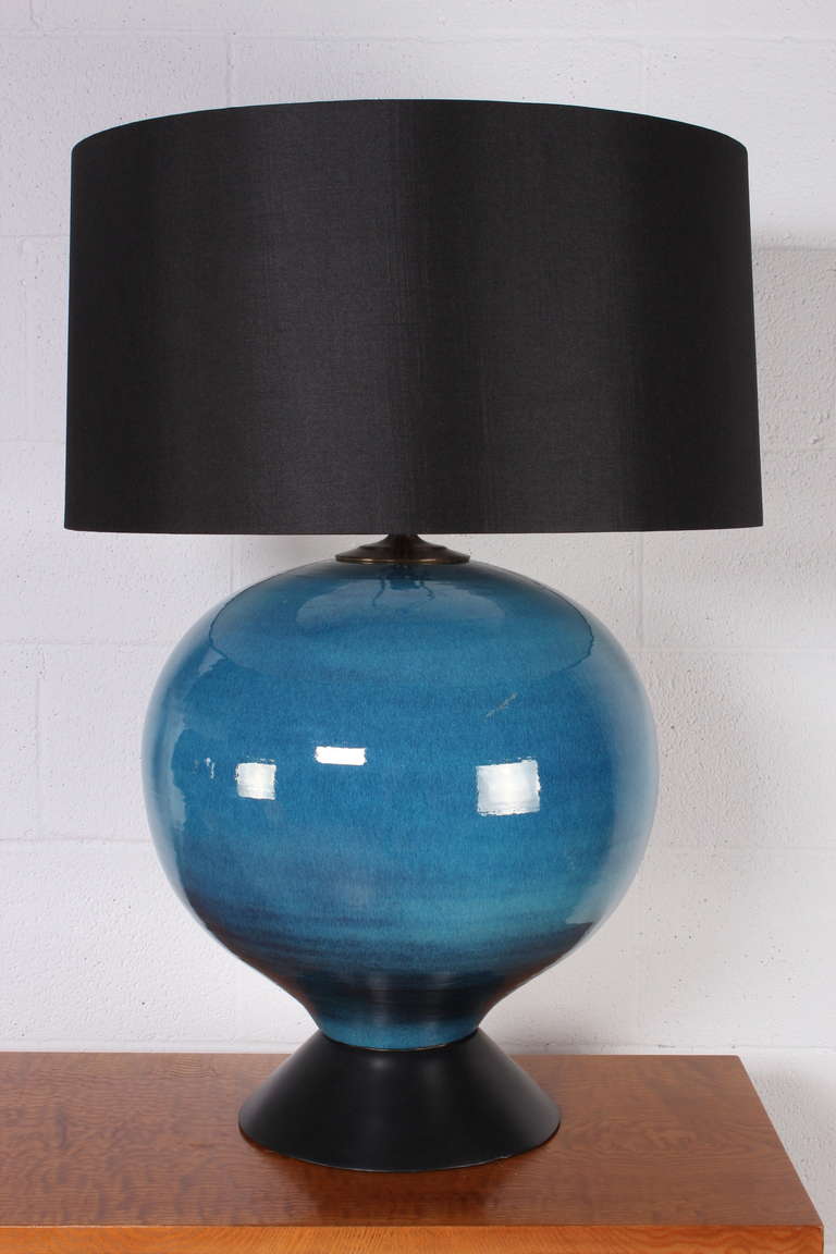 Pair of Large Ceramic Table Lamps In Excellent Condition In Dallas, TX