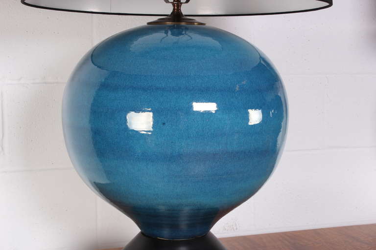 Mid-20th Century Pair of Large Ceramic Table Lamps