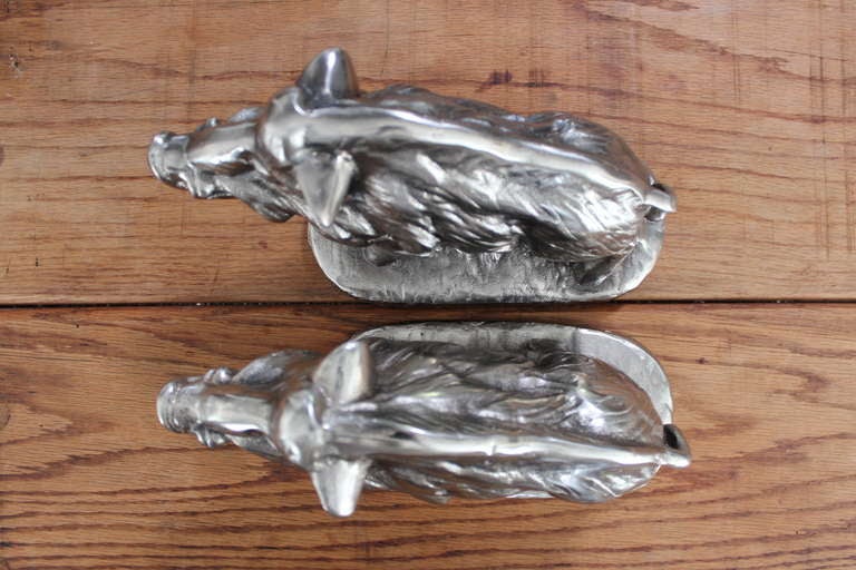 Pair of Nickel Plated Razorback Bookends 4