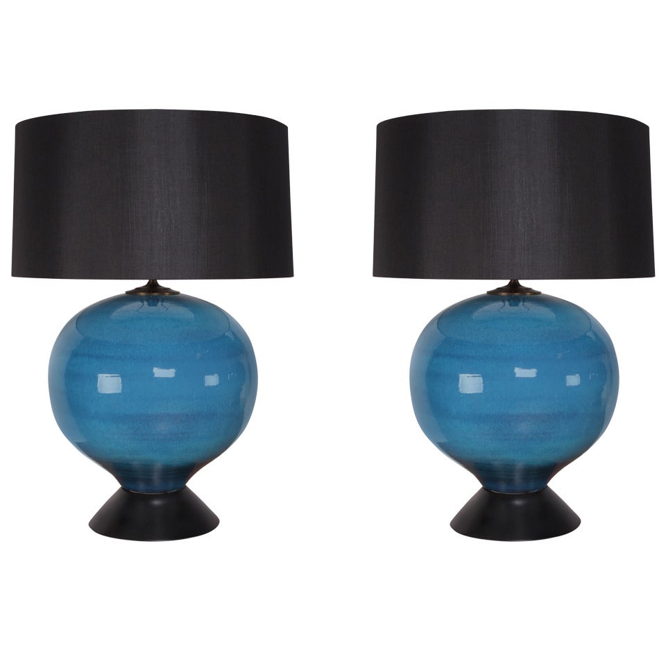 Pair of Large Ceramic Table Lamps