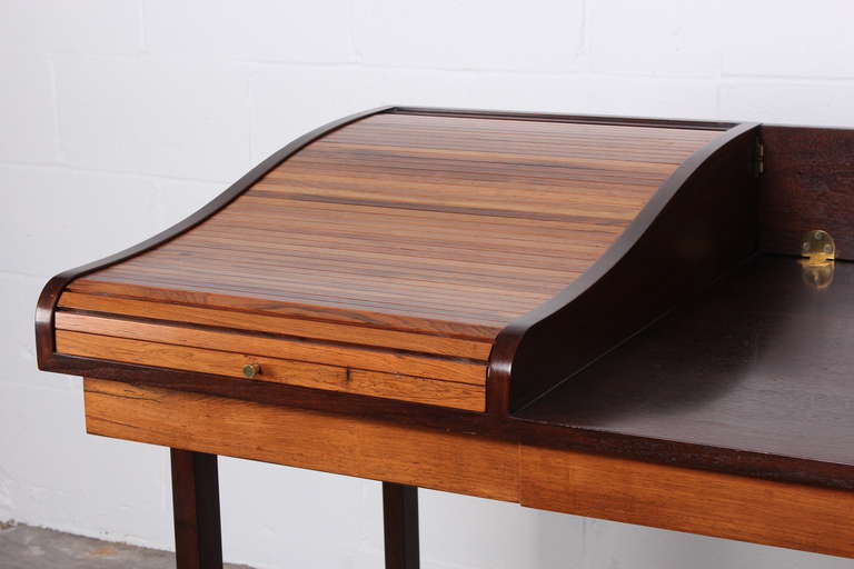 Mid-20th Century Rosewood Roll Top Desk by Edward Wormley for Dunbar