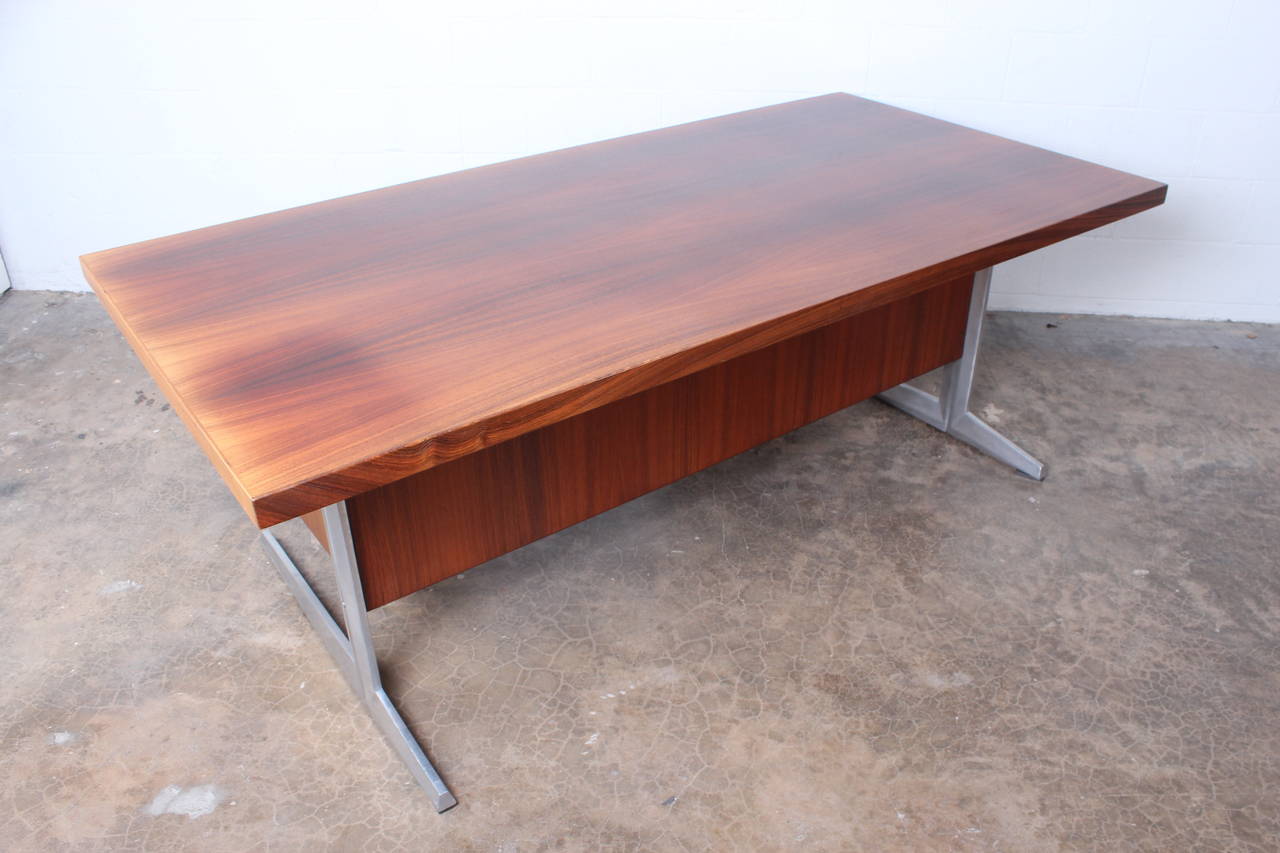 Cantilevered Rosewood Desk and Credenza 1
