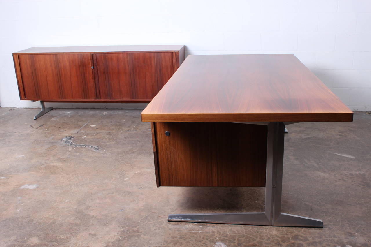 Cantilevered Rosewood Desk and Credenza 2