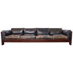 Rosewood and Leather Bastiano Sofa by Tobia Scarpa