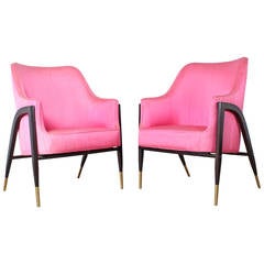 Rare Pair of A-Frame Lounge Chairs by Edward Wormley for Dunbar.