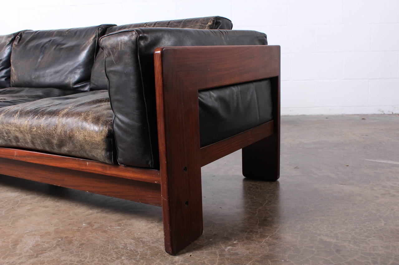 Rosewood and Leather Bastiano Sofa by Tobia Scarpa 5