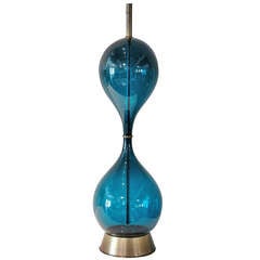 Large Blue Glass Marbro Table Lamp